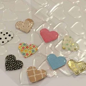 Clear epoxy hearts stickers