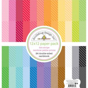 Doodlebug Design 12x12 Dot Stripe Rainbow Petite Prints Pack