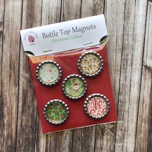 Handmade Bottletop Magnets Merry