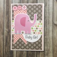 Handmade Baby girl card Pink Elephant